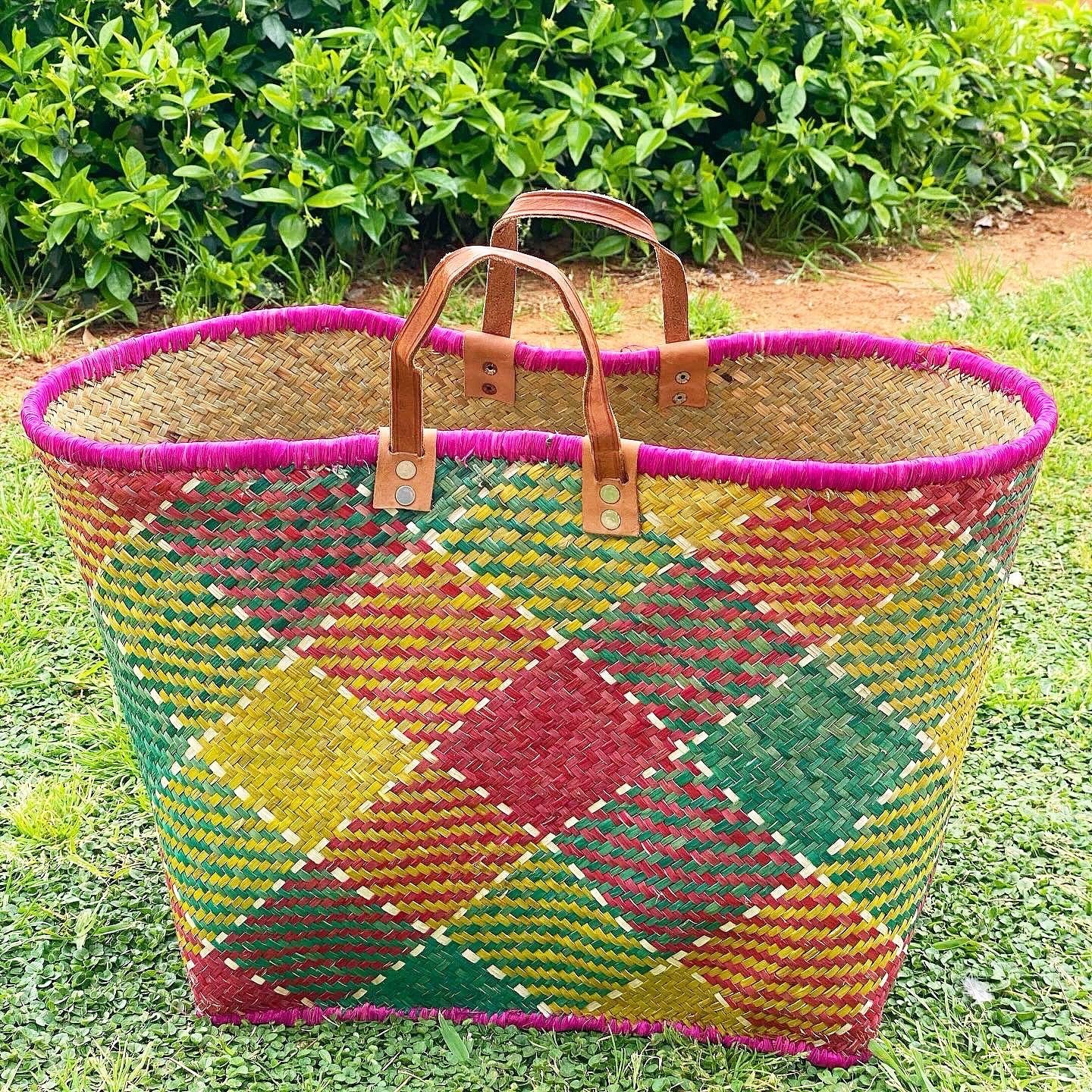 MULTI-COLOR BAMBOO BEACHBAG
