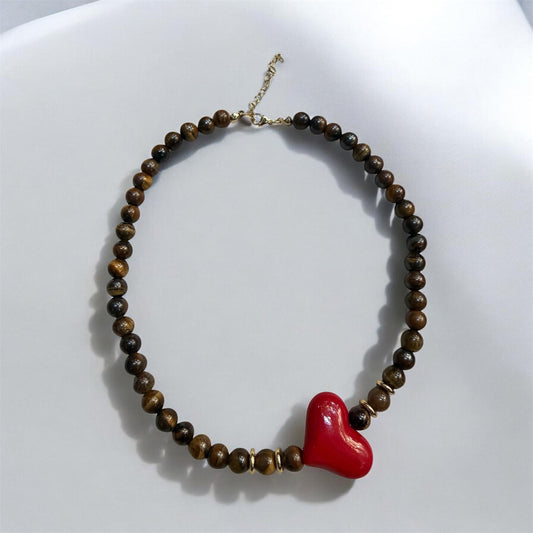 TIGER EYE BUBBLE HEART NC